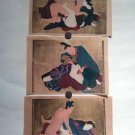 Japanese shunga group with watercolor and gold silver details