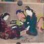 Japanese shunga group with watercolor and gold silver details #5