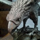 Japanese Meiji Bronze okimono Hawk on Rockery base signed