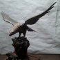 Japanese Meiji Bronze okimono Hawk on Rockery base signed