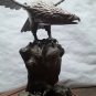 Japanese Meiji Bronze okimono Hawk on Rockery base signed
