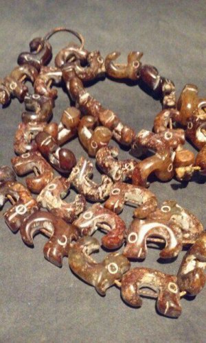 Hongshan  style Jade-Carnelian C Shaped Dragon Bead Necklace