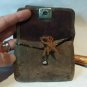 Japanese Edo Staghorn and leather Tobacco pouch and Pipe case