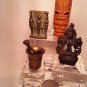 Group lot Buddhist Deity Egyptian bronze triad Tiki Lighter Mortar