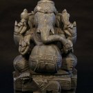 India antique Hindu grey stone statue of Ganesha