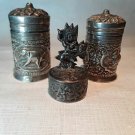 Vintage Sterling silver Thai Burmese salt and pepper Place card holders