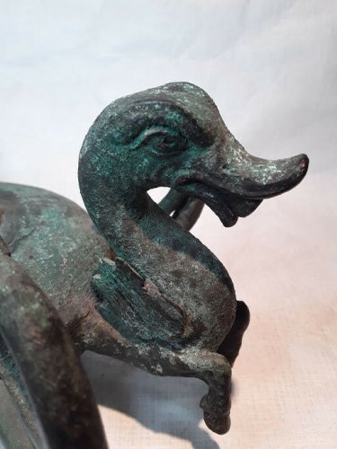 Etruscan Roman bronze oil lamp with Hippocampus new images