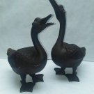 Japanese Meiji Pair of Cast Iron Geese