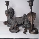 Austrian Mideastern Camel Censor and Cobra Candlesticks as is