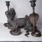 Austrian Mideastern Camel Censor and Cobra Candlesticks as is