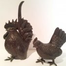 Japanese Bronze Okimono of a Rooster and Hen losses to rooster
