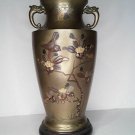 Japanese Meiji Mixed metal Vase with flowers and Birds
