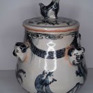 Chinese Blue and White Lidded Urn with Wind swept Scholars