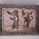 Antique Chinese wood panel Fragment with dancing figures mop