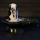 Vintage Hindu marble Shiva Lingam in Black painted white Marble