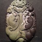 Qing ? Chinese Stone pendant with a Dragon spiting water and a pair of Carp