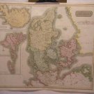 Antique map of Denmark printed in 1814