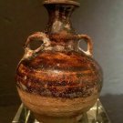 Swankhaloc brown glazed  Lug Handled Mini Glazed Urn