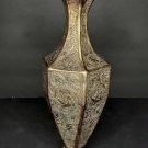 Tang Dynasty Style hand tooled metal vase with Ducks and florals