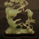 Vintage Chinese Bowenite green stone carving of Birds on Tree Branches