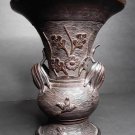 Japanese Edo Dynasty Bronze vase with bamboo and florals