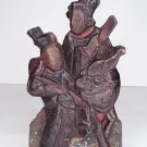 Chinese wood architectural Fragment with 2 Figures foo dog #3