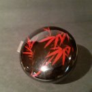 Vintage Japanese Black Lacquer with red Bamboo painted Tea caddy