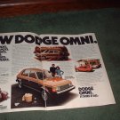 1978 1979 DODGE OMNI VINTAGE CAR AD 2-PAGE