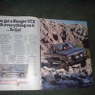 1985 FORD RANGER STX TRUCK CAR AD 2-PAGE