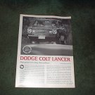 1977 DODGE COLT LANCER ROAD TEST CAR AD 4-PAGE