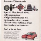 1966 1967 PLYMOUTH BARRACUDA FORMULA S VINTAGE CAR AD