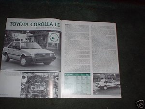 1984 TOYOTA COROLLA LE ORIGINAL ROAD TEST 4-PAGE