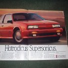 1989 OLDSMOBILE CUTLASS CALAIS VINTAGE CAR AD 2-PAGE