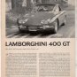 1966 1967 LAMBORGHINI 400 GT ROAD TEST AD 4-PAGE