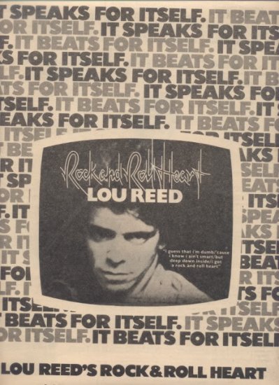 * 1976 LOU REED ROCK & ROLL HEART POSTER TYPE AD