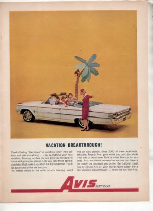 * 1962 AVIS RENT A CAR FORD GALAXIE CAR AD