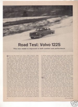 1962 VOLVO 122S 122 S ROAD TEST CAR AD