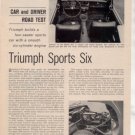 1962 TRIUMPH SPORTS SIX ROAD TEST CAR AD 2-PAGE