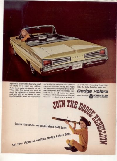 1966 1967 DODGE POLARA VINTAGE CAR AD