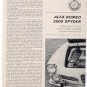 1964 ALFA ROMEO 2600 SPYDER ROAD TEST CAR AD
