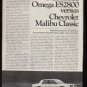 * 1981 CHEVY MALIBU CLASSIC VS OMEGA ES2800 ARTICLE AD