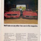 1969 CHEVY CAMARO SS CORVETTE VINTAGE CAR AD