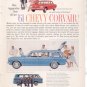 * 1961 CORVAIR STATION WAGON PHOTO PRINT AD 3 CARS