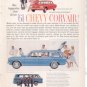 * 1961 CORVAIR STATION WAGON PHOTO PRINT AD 3 CARS