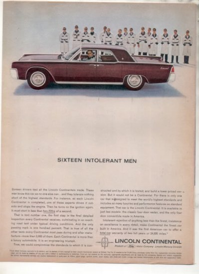 * 1963 LINCOLN CONTINENTAL VINTAGE CAR AD