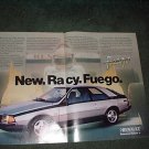 1982 RENAULT FUEGO RACY CAR AD 2-PAGE