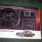1984 1985 FORD THUNDERBIRD TURBO COUPE VINTAGE CAR AD