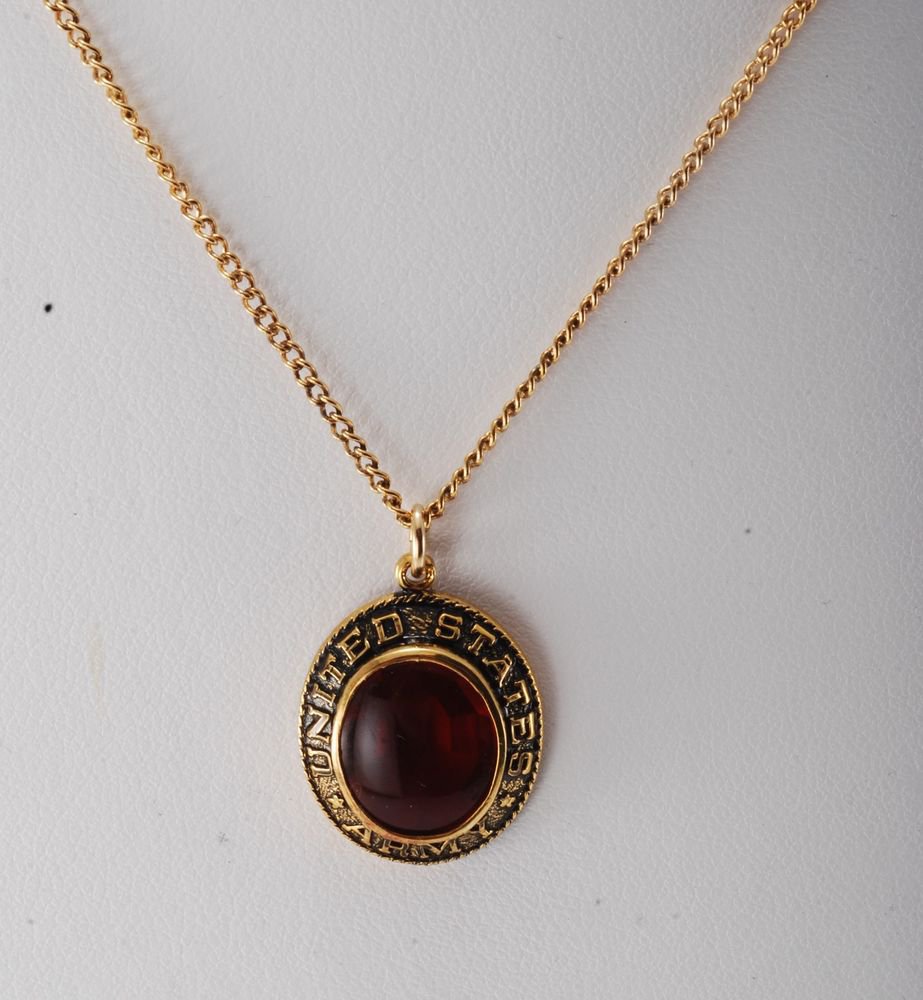 Vintage Karatclad 18KT HGE U S Army Red Glass Gem Pendant Charm ...