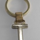 GOLD TONE "LETTER T" METAL KEY CHAIN KEYCHAIN FOB NWD