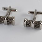 DESIGNER SILVER PLATED BRASS BRAIDED WIRE STRAND CUFF LINKS MEN'S JEWELRY NWD